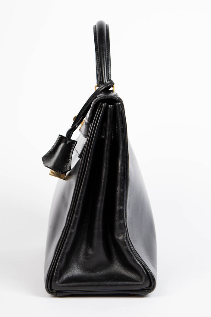 1991 Hermès Kelly 32cm in Black Box Calf Leather with GHW