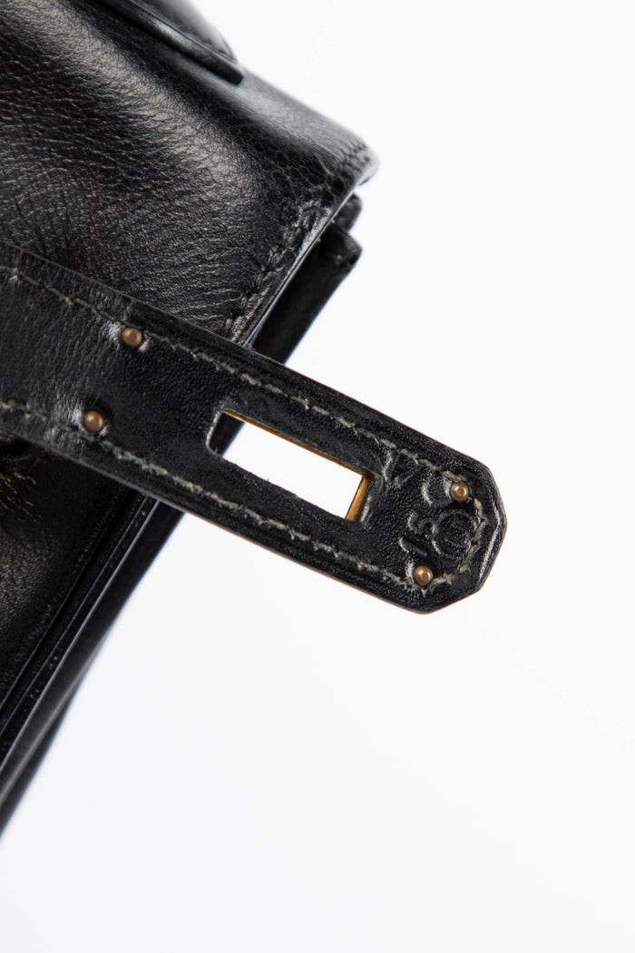 1991 Hermès Kelly 32cm in Black Box Calf Leather with GHW