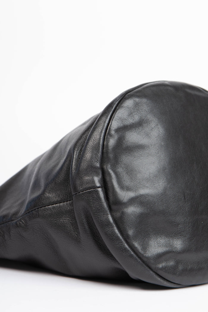 Vintage Chanel Black Aged Calfskin Leather Bucket Bag