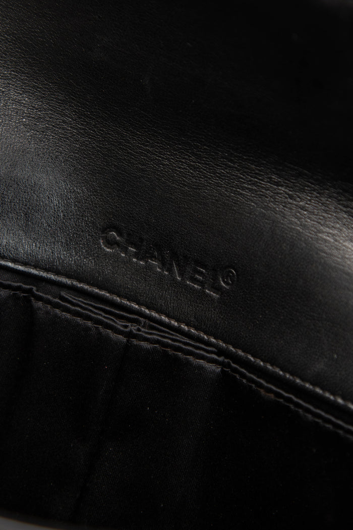 2000s Chanel Black Patent Leather East West Chocolate Bar Flap Bag