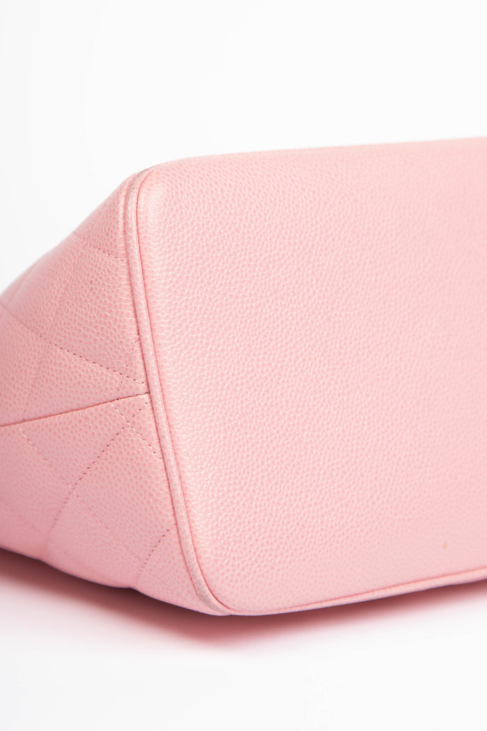 2000s Chanel Pink Caviar Leather Medallion Tote Bag