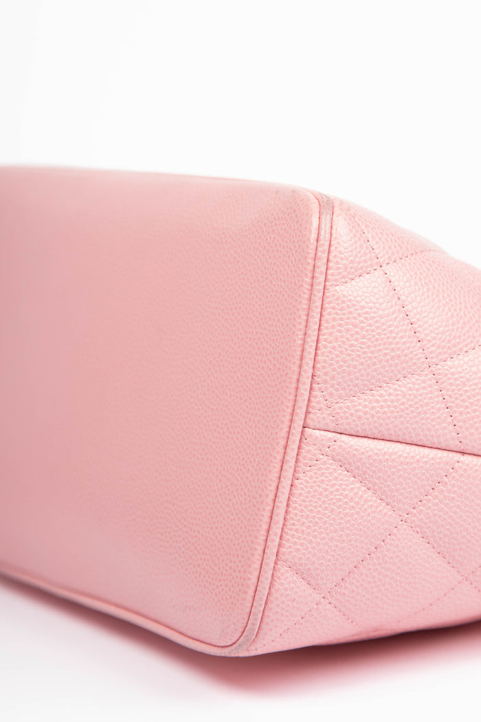 2000s Chanel Pink Caviar Leather Medallion Tote Bag