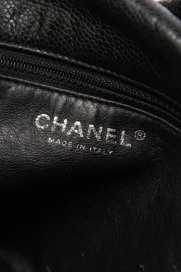 2000s Chanel Black Caviar Leather Accordion Flap Bag