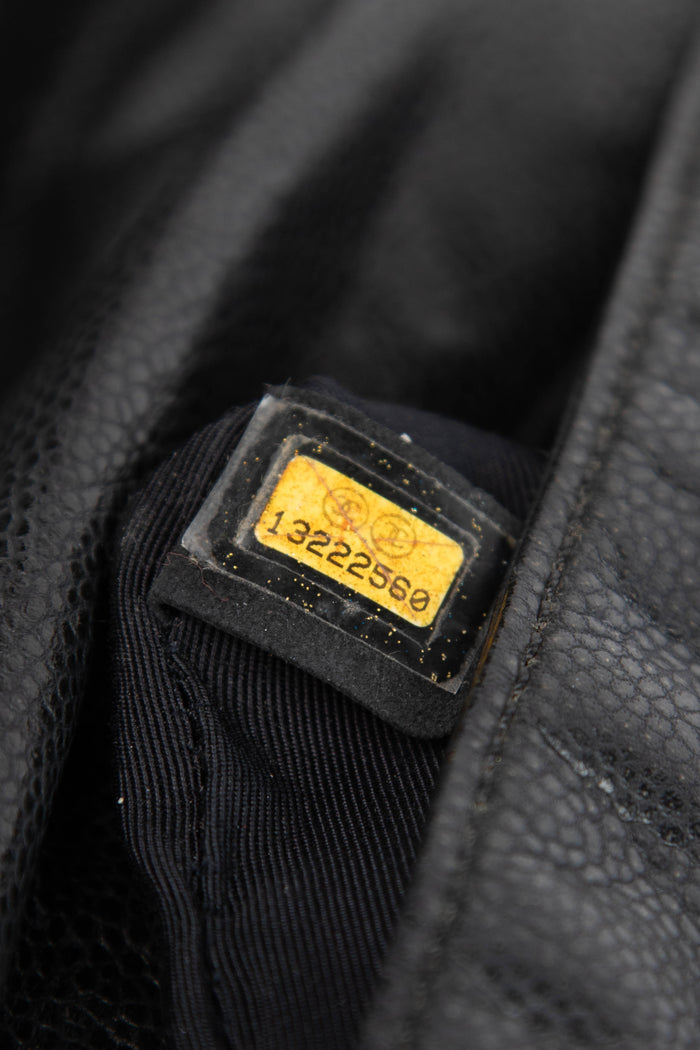 2000s Chanel Black Caviar Leather Accordion Flap Bag