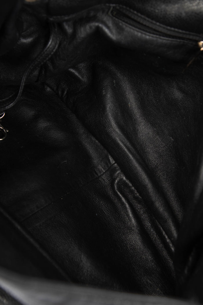 2000s Chanel Black Caviar Leather Accordion Flap Bag