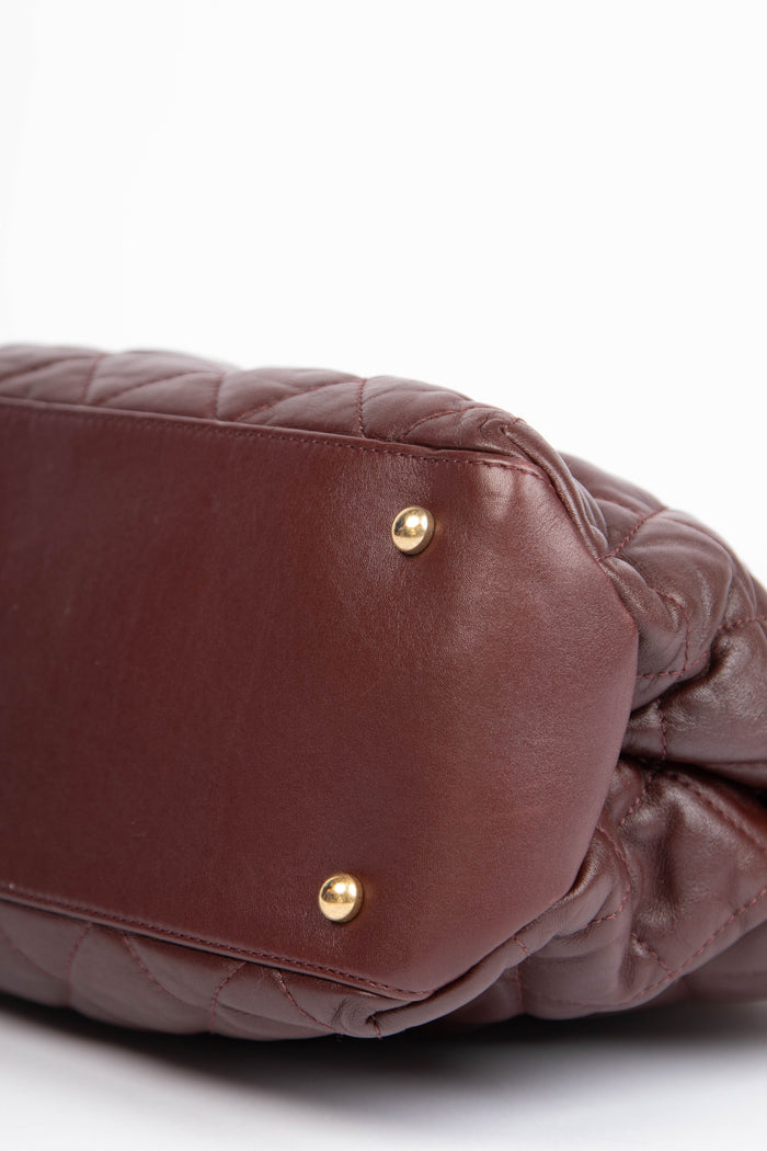 2010s Chanel Burgundy Lambskin Leather Soft Medium Elegance Tote Bag