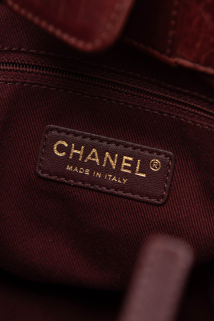 2010s Chanel Burgundy Lambskin Leather Soft Medium Elegance Tote Bag