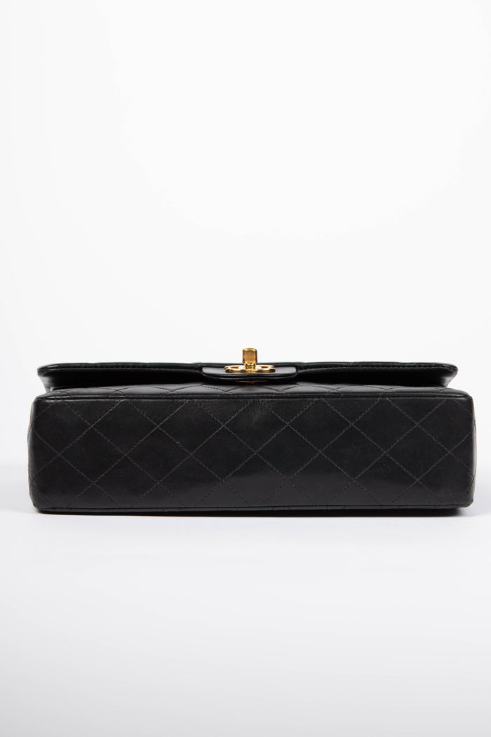 2000s Chanel Black Lambskin Leather Medium Classic Double Flap with 24K GHW