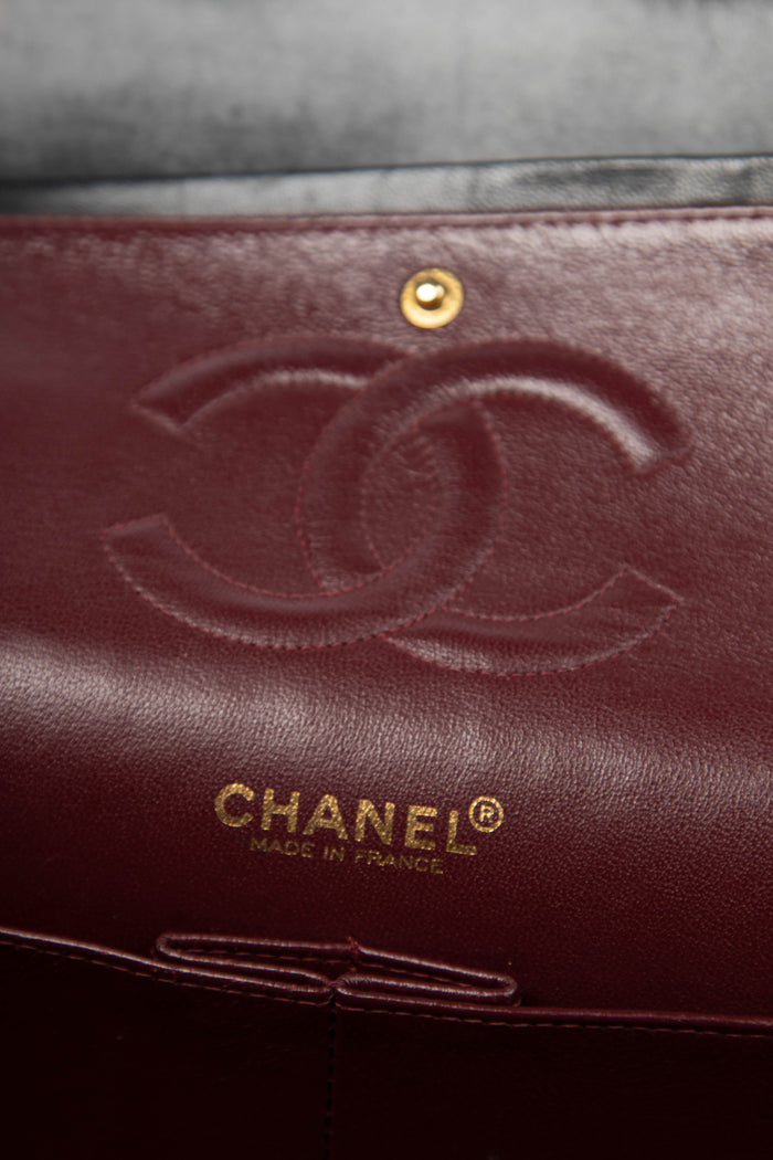 2000s Chanel Black Lambskin Leather Medium Classic Double Flap with 24K GHW