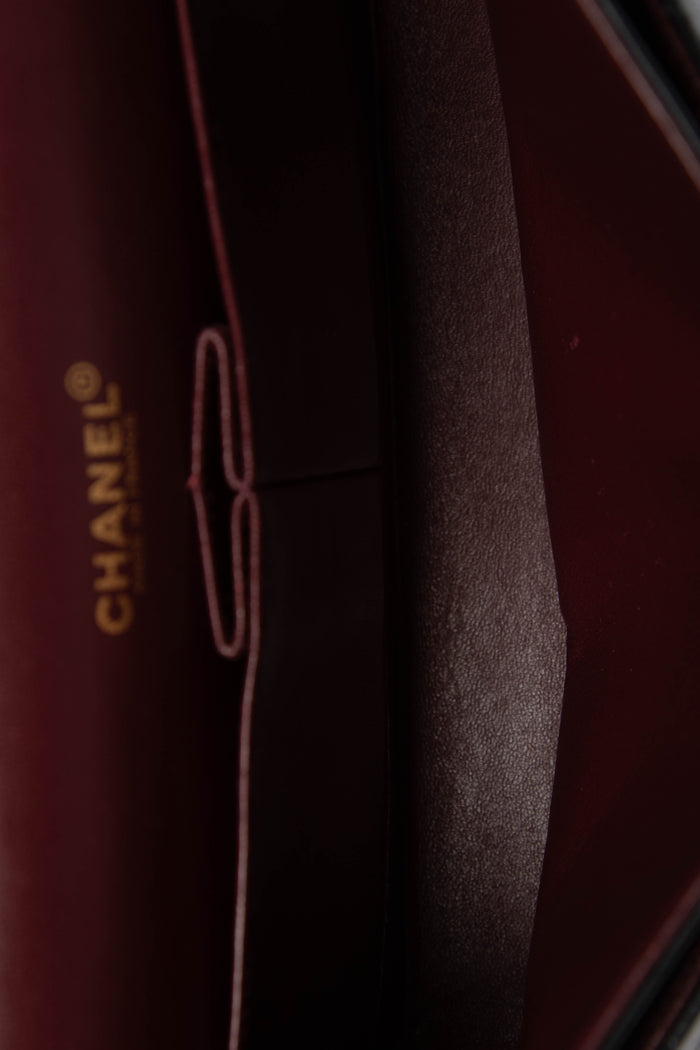 2000s Chanel Black Lambskin Leather Medium Classic Double Flap with 24K GHW