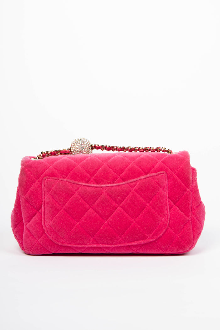 2020s Chanel Pink Velvet Coco Crush Mini Rectangular Flap Shoulder Bag