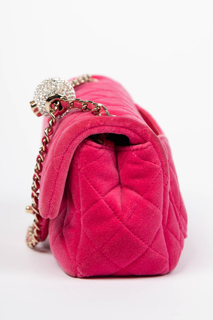 2020s Chanel Pink Velvet Coco Crush Mini Rectangular Flap Shoulder Bag