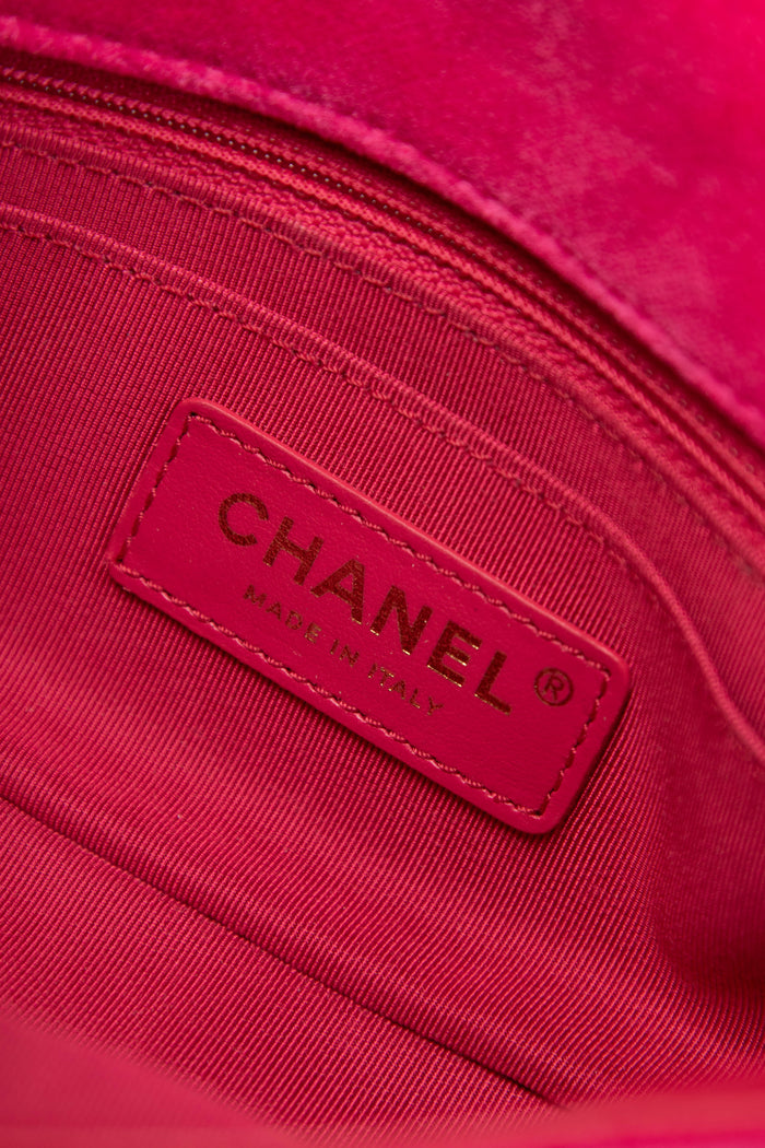 2020s Chanel Pink Velvet Coco Crush Mini Rectangular Flap Shoulder Bag
