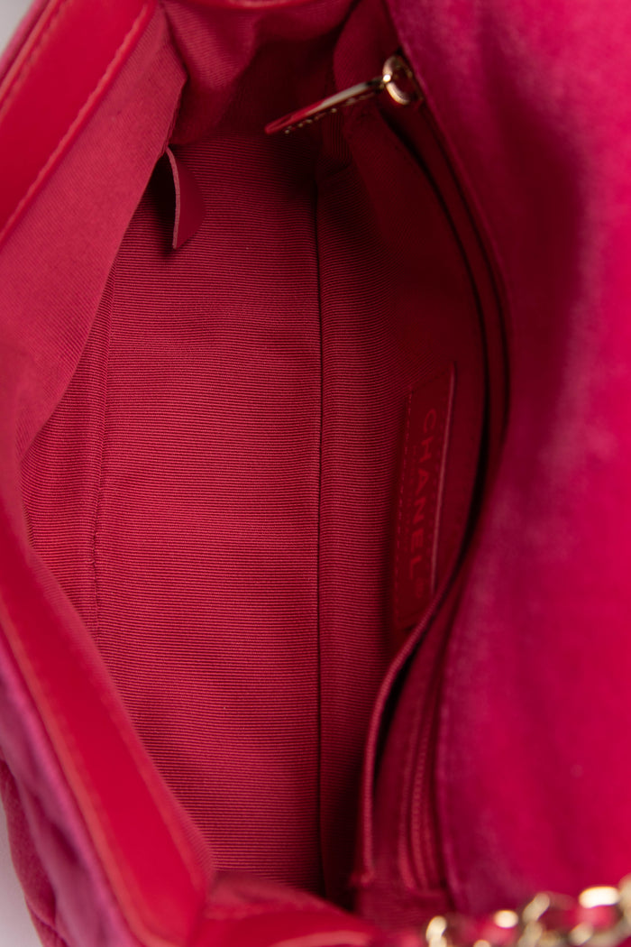 2020s Chanel Pink Velvet Coco Crush Mini Rectangular Flap Shoulder Bag