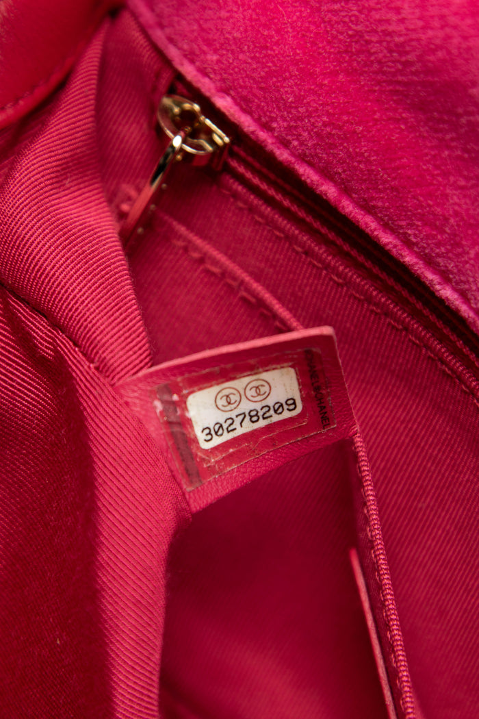 2020s Chanel Pink Velvet Coco Crush Mini Rectangular Flap Shoulder Bag