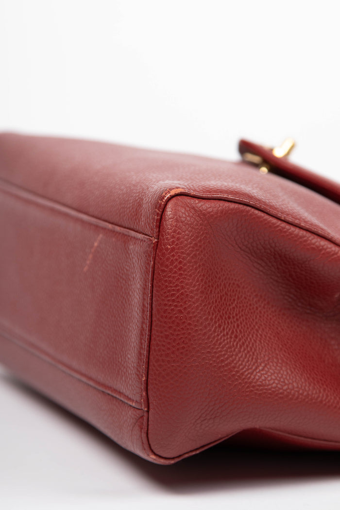 90s Chanel Red Caviar Leather Envelope Shoulder Bag