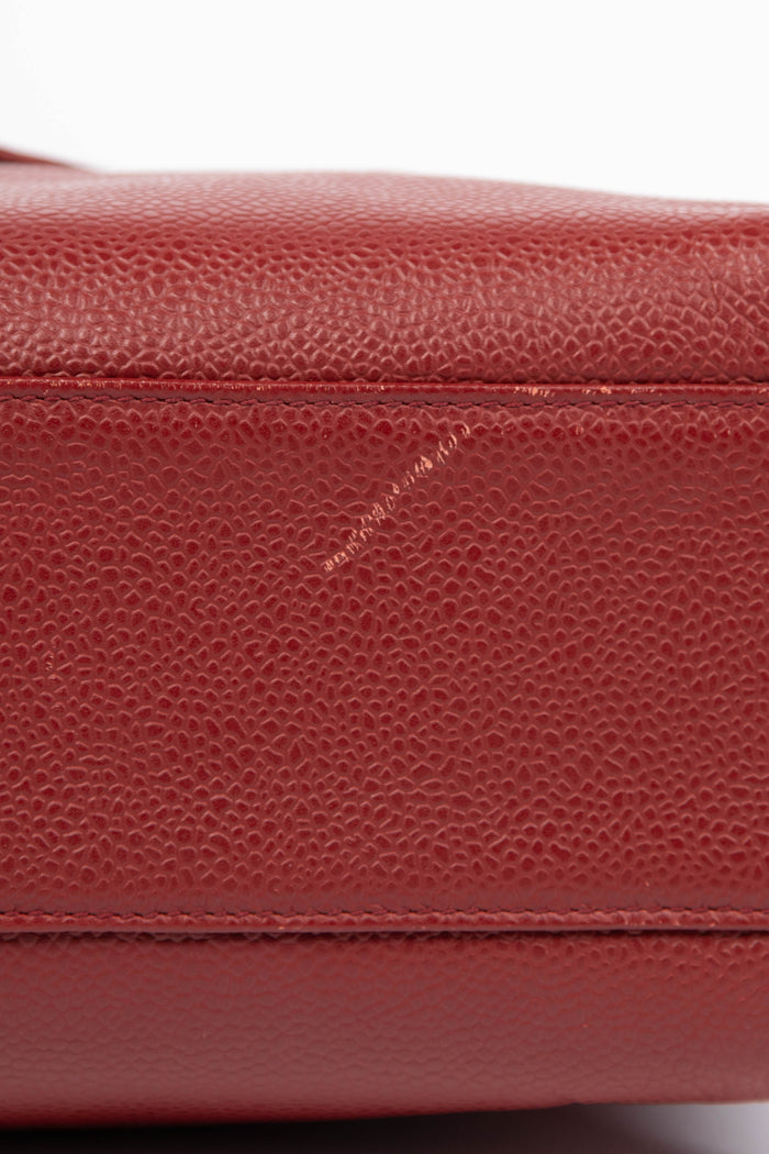 90s Chanel Red Caviar Leather Envelope Shoulder Bag