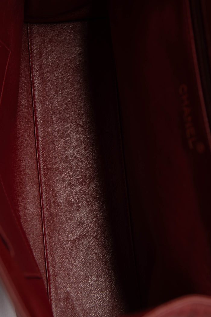 90s Chanel Red Caviar Leather Envelope Shoulder Bag