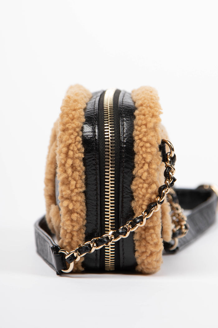 2019 Chanel Shearling and Shiny Aged Calfskin Mini Camera Bag