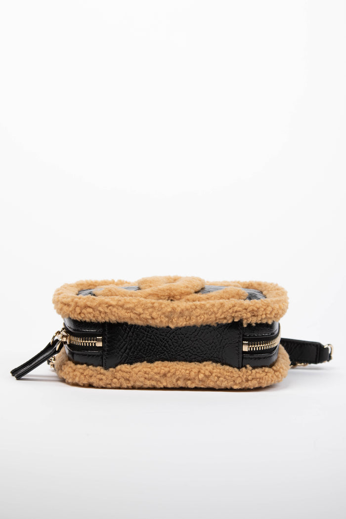 2019 Chanel Shearling and Shiny Aged Calfskin Mini Camera Bag