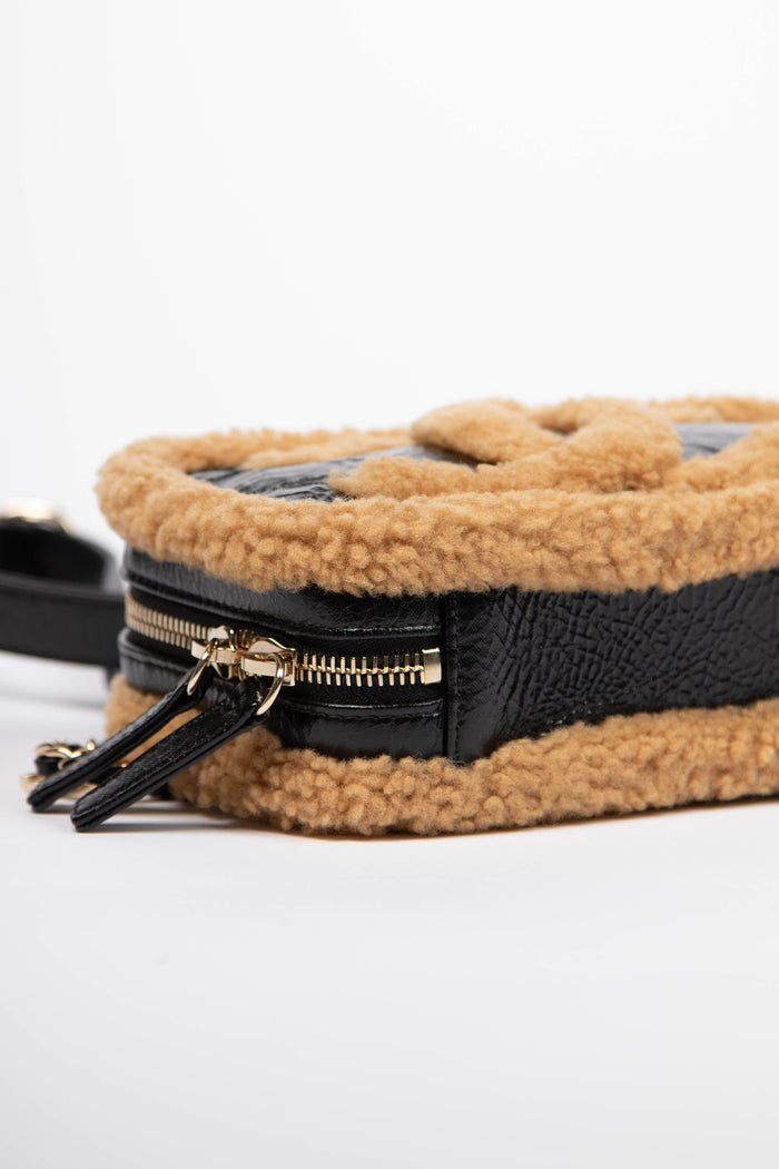 2019 Chanel Shearling and Shiny Aged Calfskin Mini Camera Bag