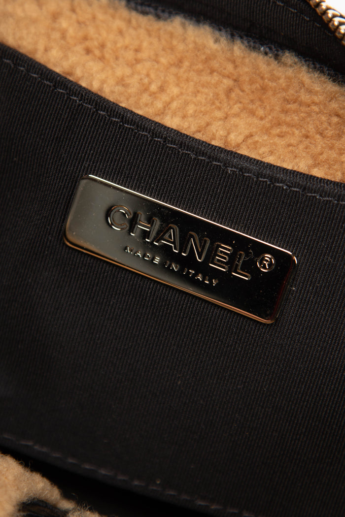 2019 Chanel Shearling and Shiny Aged Calfskin Mini Camera Bag