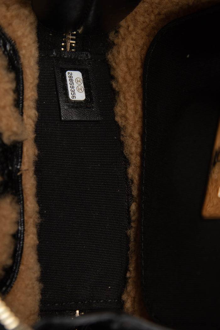 2019 Chanel Shearling and Shiny Aged Calfskin Mini Camera Bag