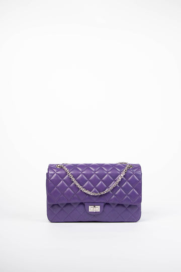 2010s Chanel Purple Lambskin Leather Re-Issue 2.55 Double Flap Shoulder Bag