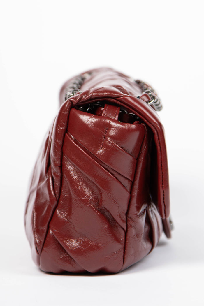 2000s Chanel Burgundy Glazed Calfskin Twisted Single Flap Bag