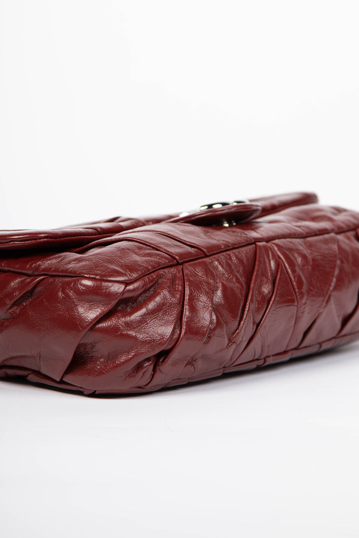 2000s Chanel Burgundy Glazed Calfskin Twisted Single Flap Bag