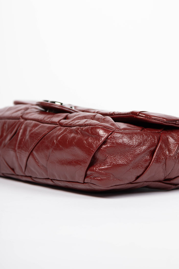 2000s Chanel Burgundy Glazed Calfskin Twisted Single Flap Bag
