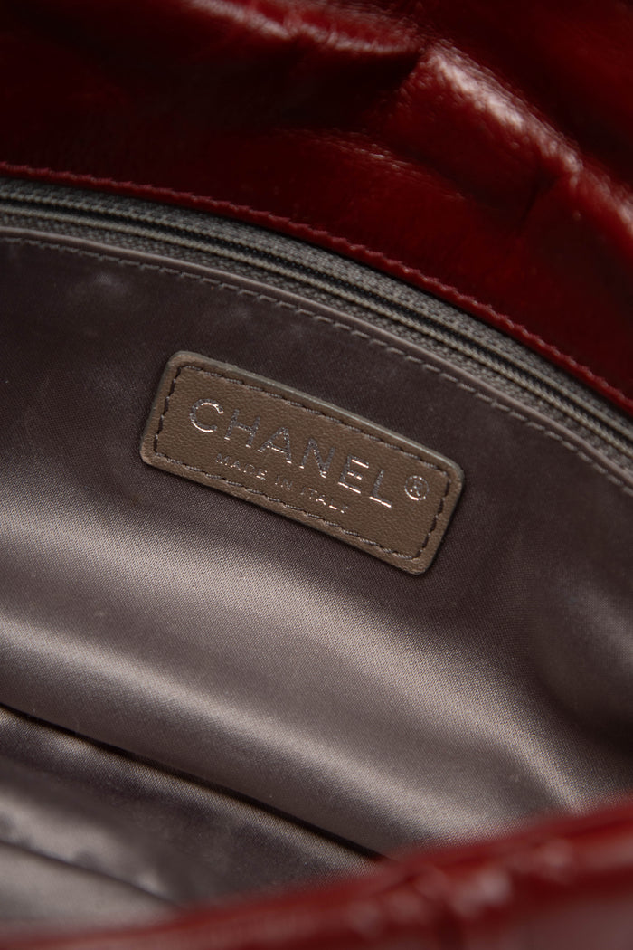2000s Chanel Burgundy Glazed Calfskin Twisted Single Flap Bag