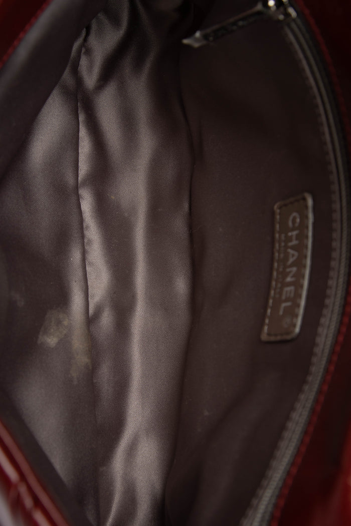 2000s Chanel Burgundy Glazed Calfskin Twisted Single Flap Bag