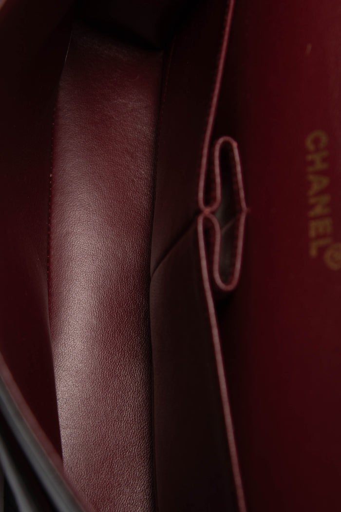 90s Chanel Black Lambskin Classic Medium Double Flap Bag with 24k GHW