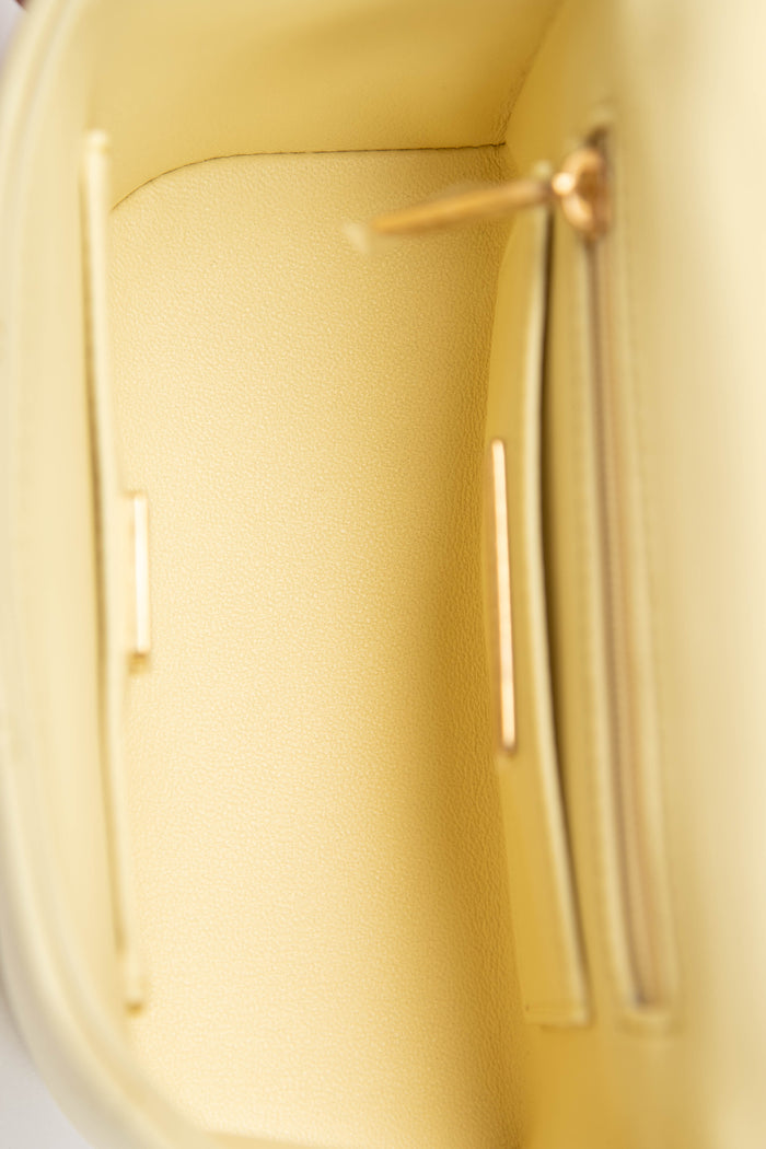 2023 Chanel Butter Yellow Lambskin Leather Mini Vanity Bag