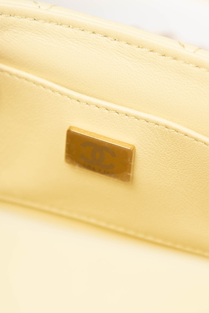2023 Chanel Butter Yellow Lambskin Leather Mini Vanity Bag