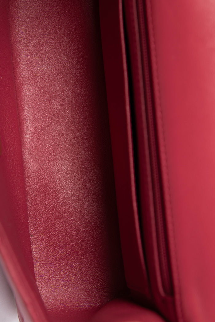2020s Chanel Raspberry Lambskin Leather Mini Rectangular Top Handle Bag