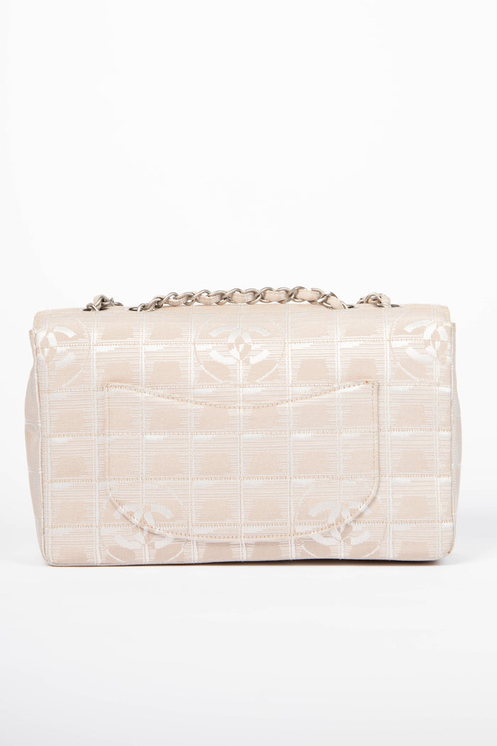 2000s Chanel Beige Travel Line Single Flap Shoulder Bag