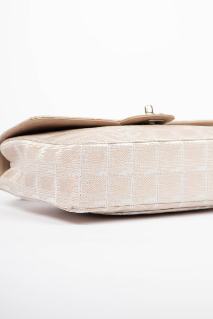 2000s Chanel Beige Travel Line Single Flap Shoulder Bag