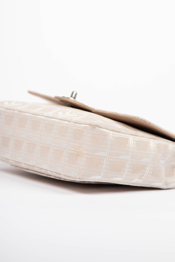 2000s Chanel Beige Travel Line Single Flap Shoulder Bag