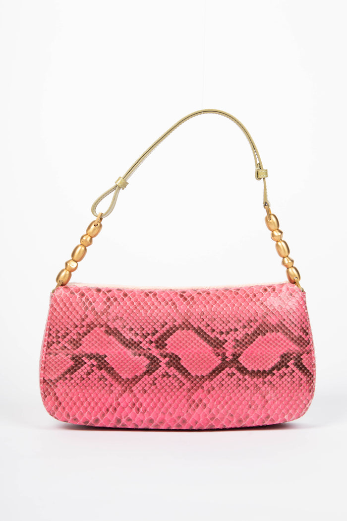 RARE Christian Dior Pink Pony Hair and Python Malice Shoulder Bag