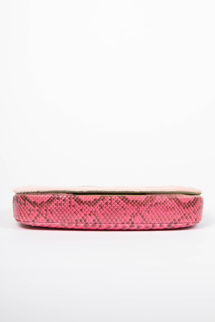 RARE Christian Dior Pink Pony Hair and Python Malice Shoulder Bag