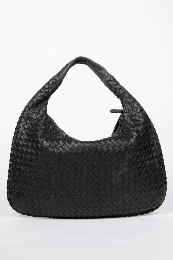 Vintage Bottega Veneta Black Intrecciato Shoulder Bag