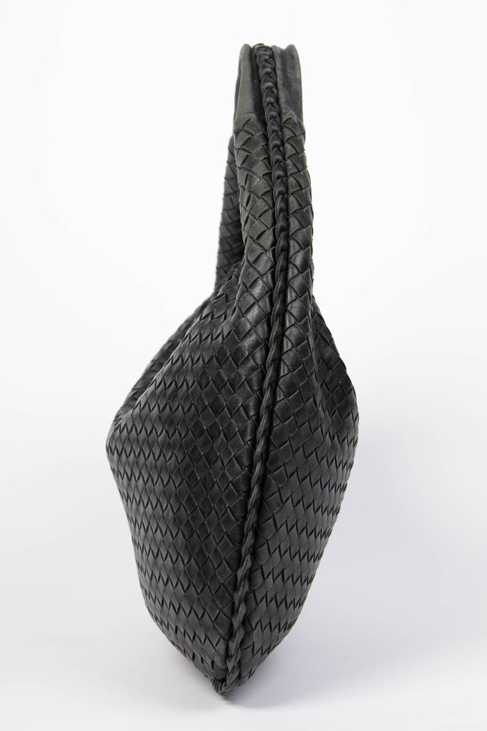 Vintage Bottega Veneta Black Intrecciato Shoulder Bag