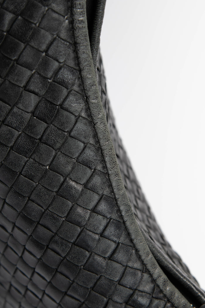 Vintage Bottega Veneta Black Intrecciato Shoulder Bag