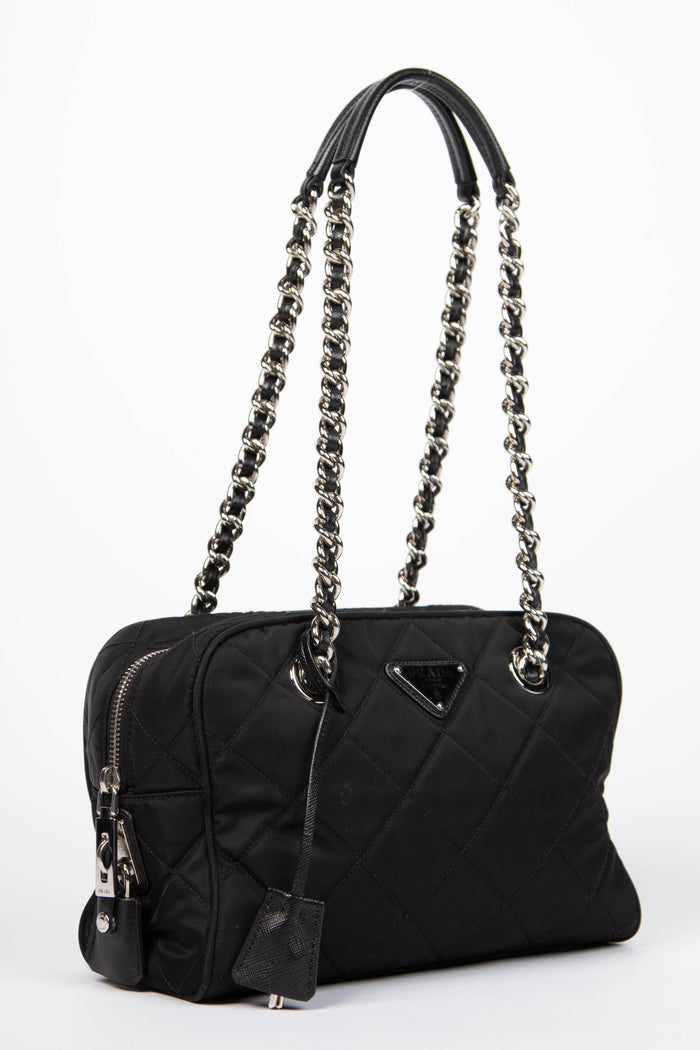 Prada Black Tessuto Nylon Quilted Shoulder Bag