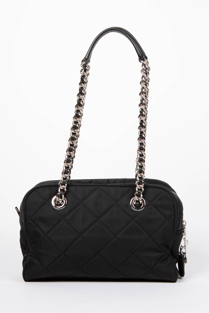 Prada Black Tessuto Nylon Quilted Shoulder Bag