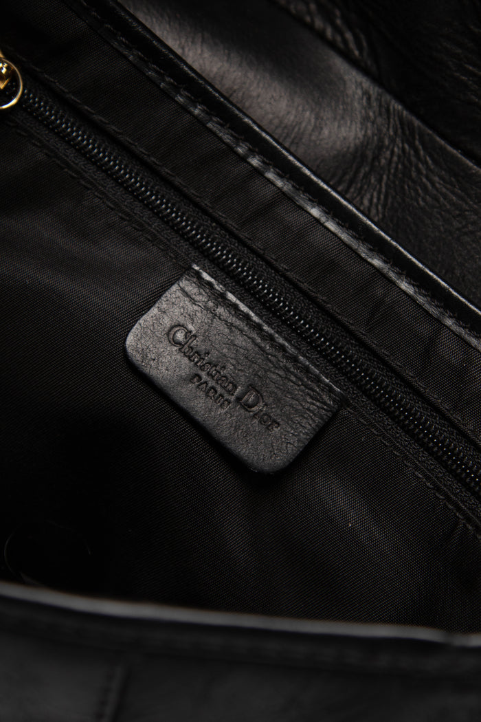 Vintage Christian Dior Black Leather Saddle Bag