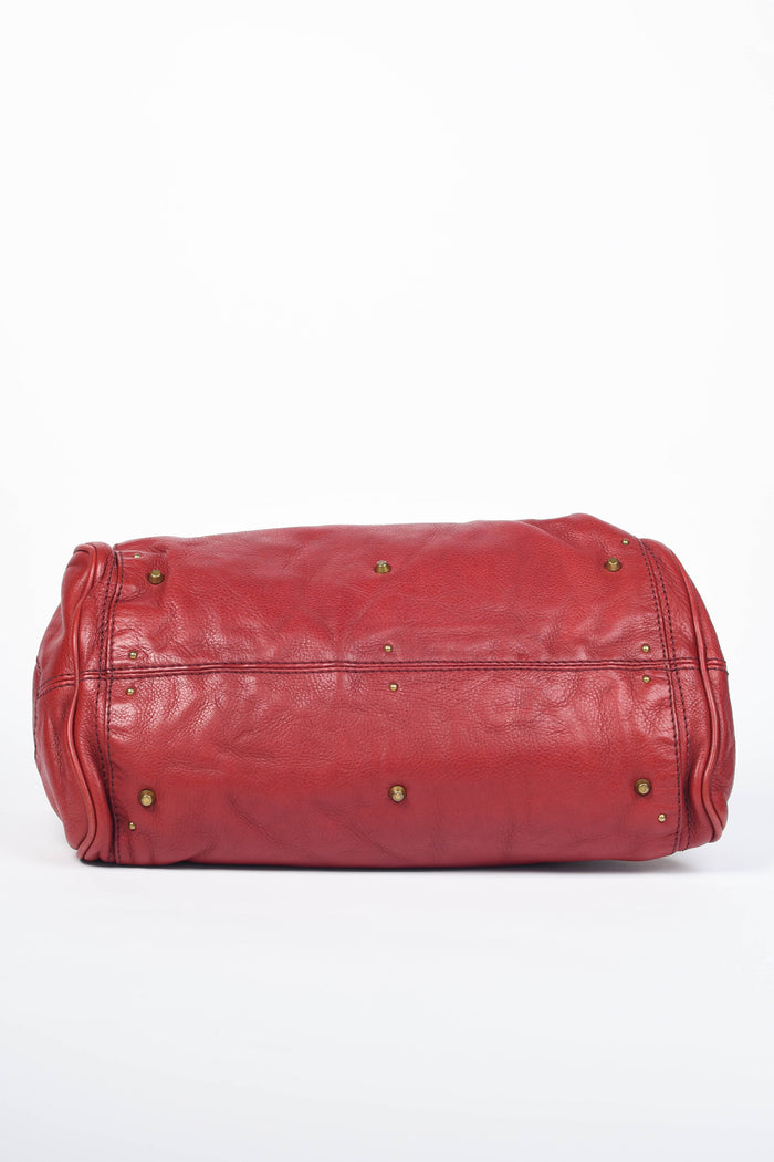 2000s Chloe Red Leather Paddington Shoulder Bag