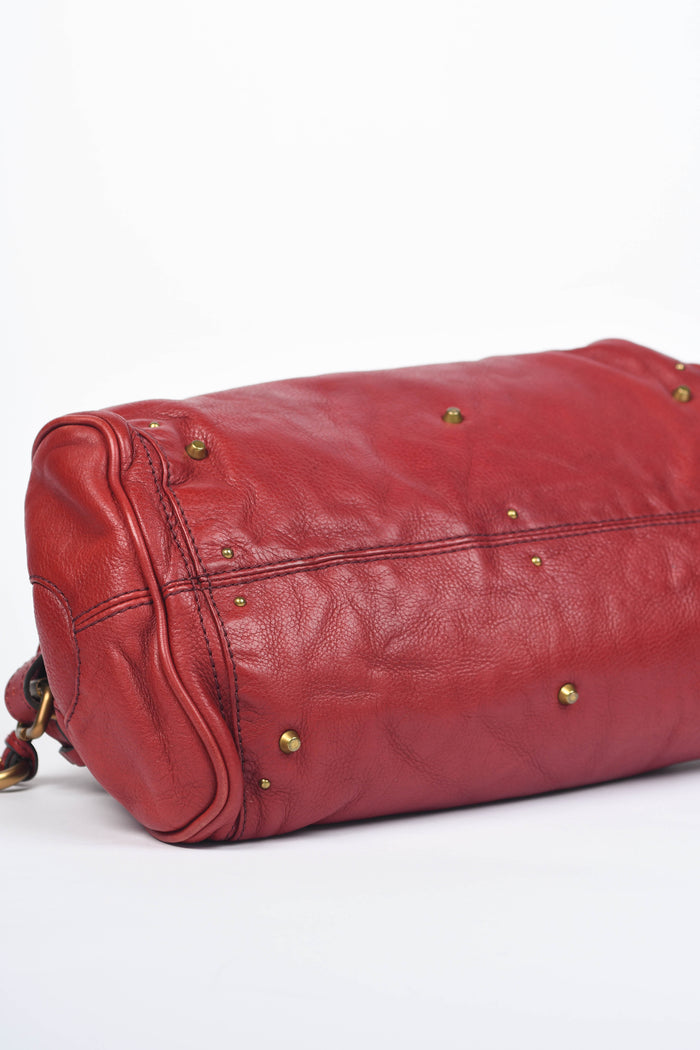 2000s Chloe Red Leather Paddington Shoulder Bag